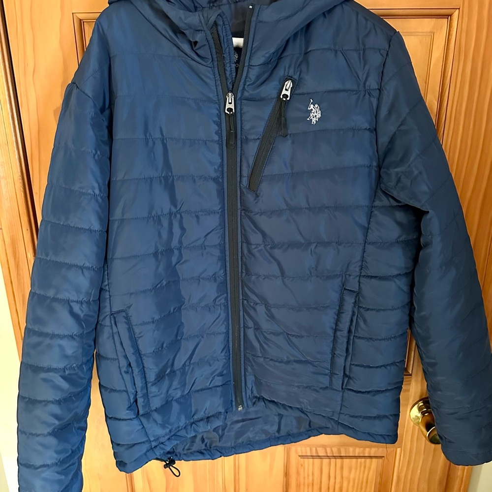 Dark Blue Hooded Puffer Jacket